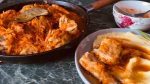 Идеальный обед или ужин Минтай с овощами в соусе