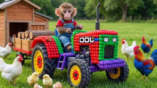 Мультики для детей . Обезьянка и его веселая ферма. Мультики про животных для малышей