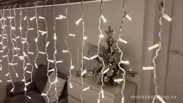 Светодиодная бахрома Laitcom Legoled 3.2*0.9 м, 168 теплых белых LED ламп, белый КАУЧУК, LL168-8-2WW