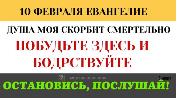 10 февраля Спящие друзья. Почему ученики не смогли выдержать один час молитвы с Иисусом?5 минут