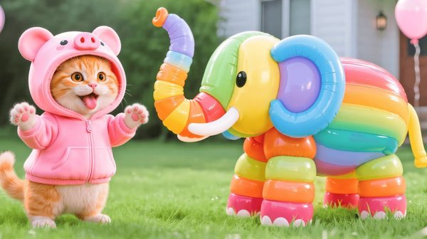 Мама–Кошка Воплощает Мечту Котенка о Зоопарке в Реальность - Это Трогательное Приключение! 🐱🎈🐘❤️