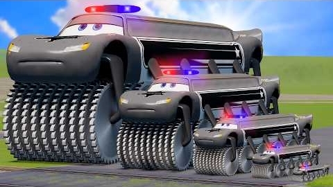 Большая и маленькая Длинная Молния Маккуин Полицейский Двойной Монстр на колесах против поездов