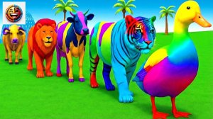 ДЕТЯМ РАДУЖНЫЕ ЖИВОТНЫЕ УЧИМ ЦВЕТА ТИГР ЛЕВ КОРОВА УТКА РАЗВИВАЮЩЕЕ ВИДЕО ДЛЯ МАЛЫШЕЙ