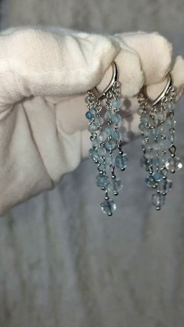 Серьги аквамарин топаз