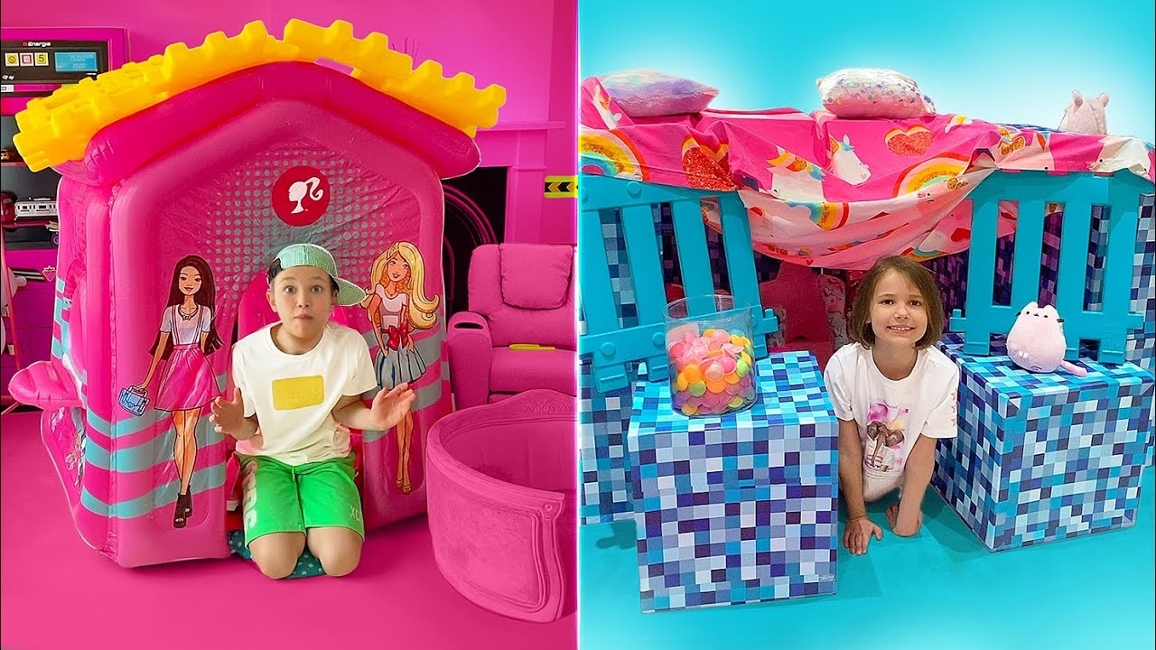 ℹ️ СТРОИМ игровой ДОМ по ЦВЕТАМ! - КАТЯ И МАКС смотреть онлайн