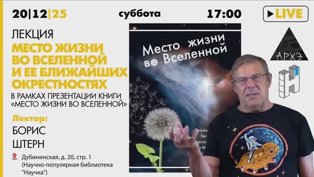 Борис Штерн - Место жизни во Вселенной и ее ближайших окрестностях (20 декабря 2025) смотреть онлайн