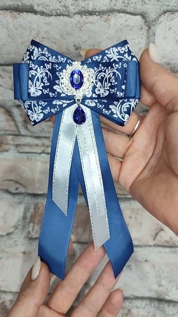 брошь галстук из репсовой ленты