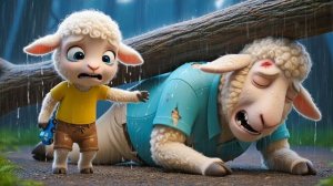 Отец-овца попал в беду в лесу.  Смелый медведь приходит на помощь. Детский мультик