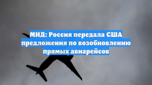 МИД: Россия передала США предложения по возобновлению прямых авиарейсов
