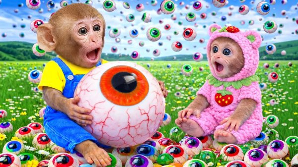 Мультики для детей. Обезьянки нашли много конфеток. Видео про обезьянку. Мультик