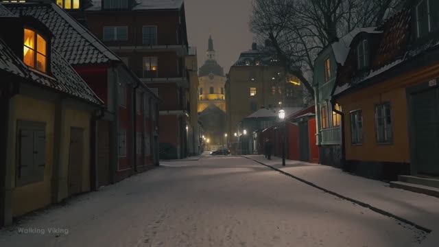 Прогулка в снегопад в Стокгольме, Швеция ❄️☃️ смотреть онлайн