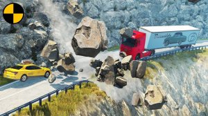 Автомобили VS Камнепад | BeamNG Drive