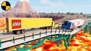 Автомобили VS Обрушивающийся Мост и Лава | BeamNG Drive