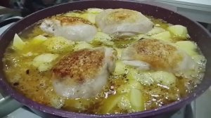 Быстрый ужин.Картофель с куриными бёдрышками.Самый экономный вариант/Картофель с магазина Победа/