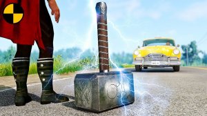 Автомобили VS Молот Тора Мьёльнир | BeamNG Drive