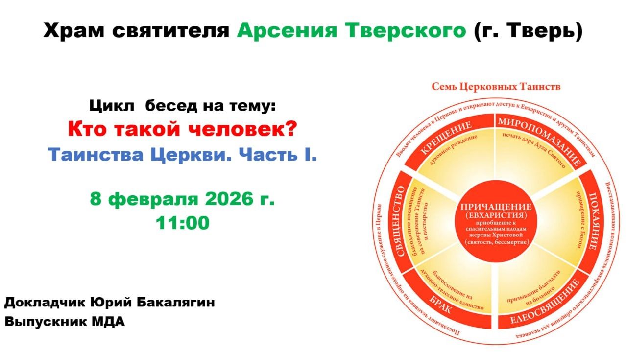08.02.2026 Беседа 7-Таинства Церкви часть 1-лектор Юрий Бакалягин