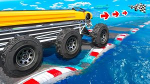 Как далеко монстр трак сможет проехать по водным кочкам в гта 5 ?