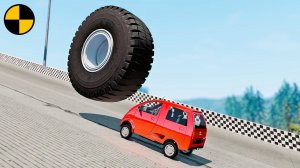 Катящееся Колесо VS Автомобили | BeamNG Drive