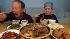 🔥🍲 Мукбанг и Mukbang : ОСЕННИЙ ПИР! 🍂 Булгоги из говядины Хану с корнем лотоса, деодоком