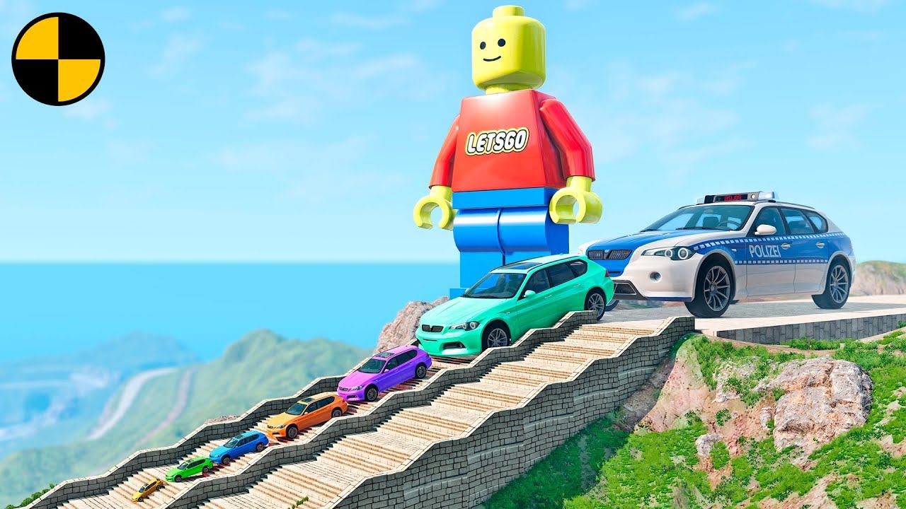 Большие и Маленькие Автомобили VS Лестница | BeamNG Drive