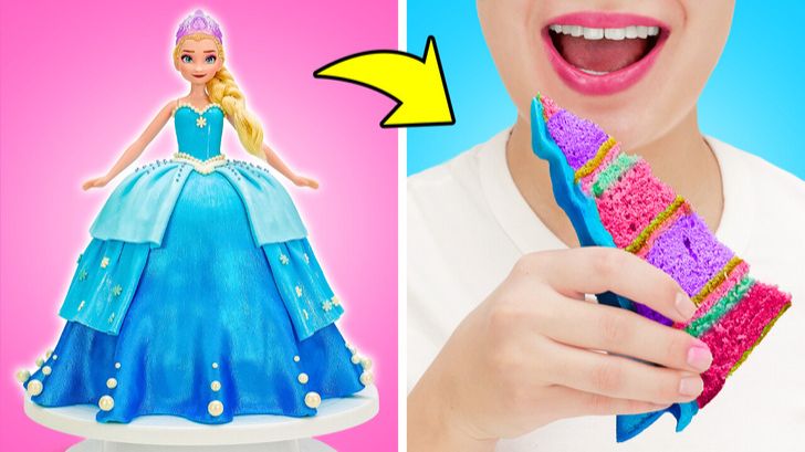 Торт в стиле Эльзы 👑🎂 Магическая выпечка своими руками смотреть онлайн