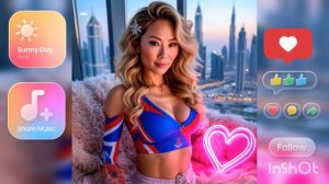 ПОТРЯСАЮЩЕ КРАСИВАЯ ЯПОНСКАЯ ДЕВУШКА НА ФОНЕ НЕБОСКРЕБОВ ОАЭ нейросеть