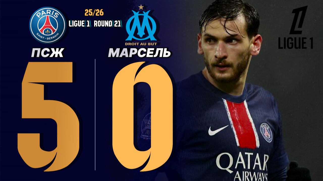 ПСЖ — Марсель. Обзор матча 08.02.2026. Франция, тур 21 смотреть онлайн