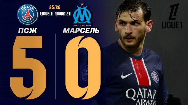 ПСЖ — Марсель. Обзор матча 08.02.2026. Франция, тур 21