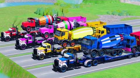 Мультики Детям — Перевозка всех видов бетоносмесителей с использованием грузовиков смотреть онлайн