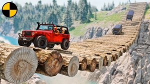 Автомобили VS Подвесной Бревенчатый Мост | BeamNG Drive