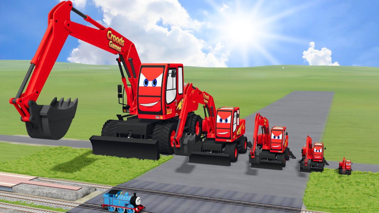 Мультики Детям — Большой и маленький экскаватор Молния Маккуин против поездов Томас смотреть онлайн