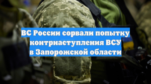 ВС России сорвали попытку контрнаступления ВСУ в Запорожской области