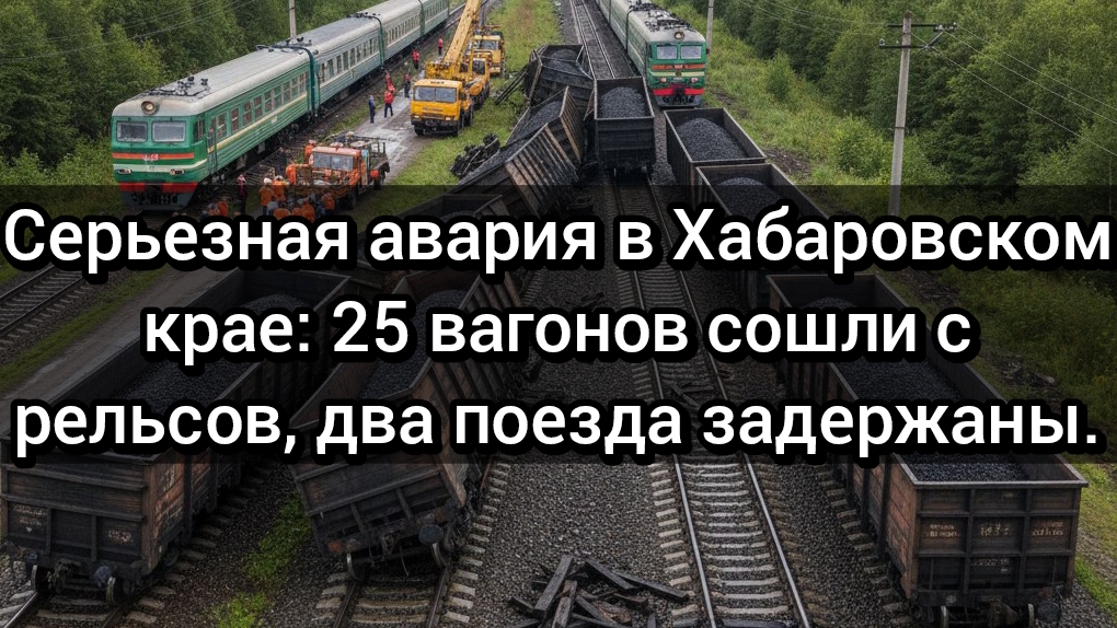 Авария на железной дороге в Хабаровском крае: сход 25 вагонов, задержаны поезда.
