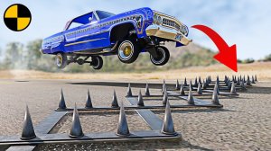 Автомобили VS Полицейские Шипы #3 | BeamNG Drive