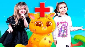 Мультик для детей с котиком Bubbu как Доминика спасает и лечит Бубу