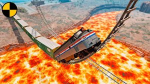 Поезда VS Петля-Мост, но Пол это Лава | BeamNG Drive