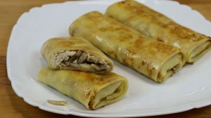 Блины с курицей, грибами и сыром - рецепт на Eda.video