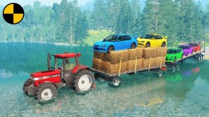 Трактора с прицепами VS Глубокая вода | BeamNG Drive