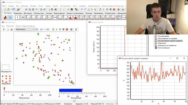 Агентное моделирование алгоритма муравьиная тропа в SimInTech смотреть онлайн