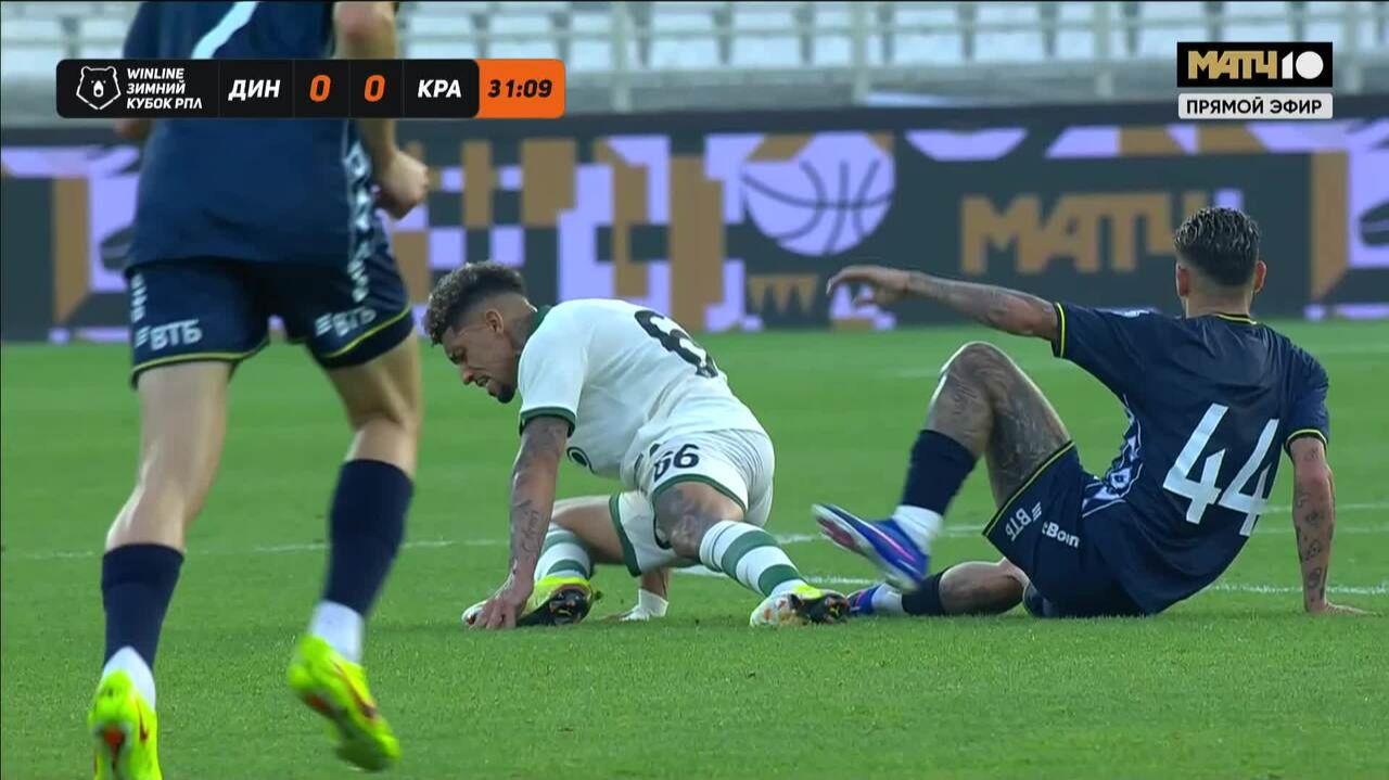 Рубенс получил удаление (видео). Динамо - Краснодар. WINLINE Зимний Кубок РПЛ 2026. Футбол смотреть онлайн