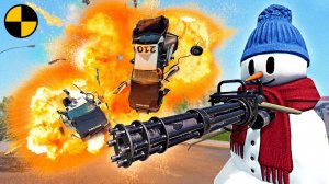 Плохой Снеговик VS Автомобили | BeamNG Drive