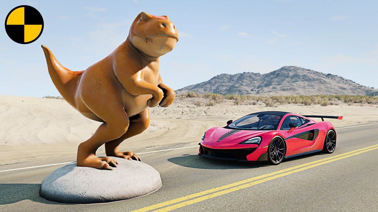 Автомобили VS Тираннозавр | BeamNG Drive