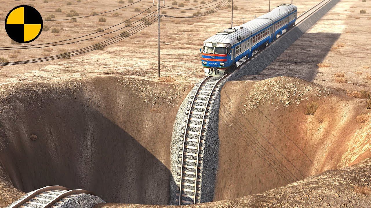 Trains vs Giant Pit BeamNG.Drive смотреть онлайн