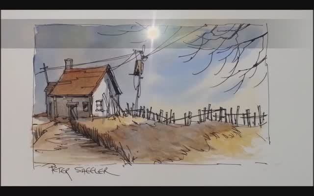 A Pen and Wash Watercolour. Fall Twilight and Shadow Demonstration using only 3 colors смотреть онлайн