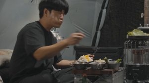 В поход под проливным дождём с собакой . Идеальная палатка для жары . Дровяная печь ASMR