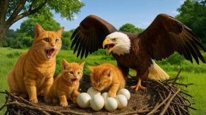 Храбрая мама-кошка сражается с гигантским орлом, чтобы защитить своего котенка 🐱❤️ Невероятное сп..