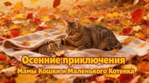 Осеннее приключение мамы-кошки и маленького котенка 🐾🍂