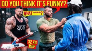 Злые бодибилдеры против 32кг швабры. Уборщик Анатолий уничтожает качков.