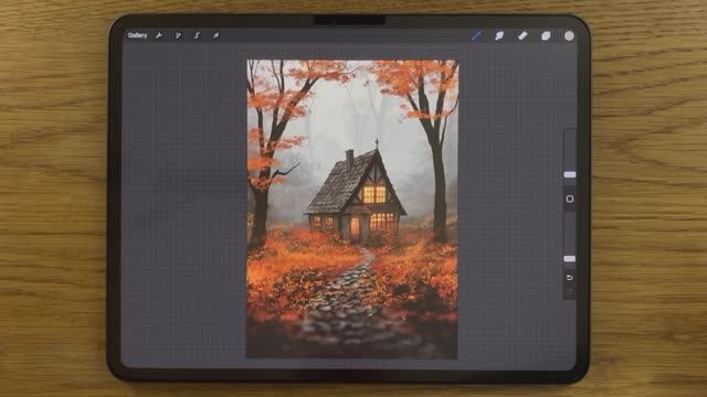 PROCREATE Landscape DRAWING Tutorial in EASY steps - Fall Autumn woods Cottage by James James Julier смотреть онлайн