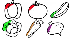 Мультик - раскраска для детей ОВОЩИ. Учимся как нарисовать ОВОЩИ /РИСОВАШКА ТВ/